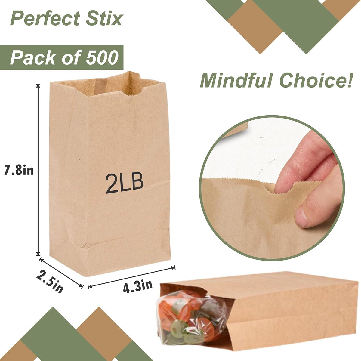 Perfect Stix 2lb Brown Paper Bags- Package of 48ct