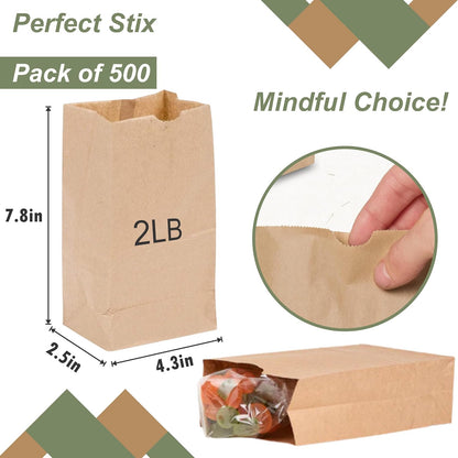 Perfect Stix 2lb Brown Paper Bags- Package of 48ct