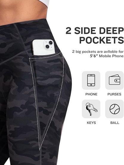 NORMOV 4 Packs Yoga Leggings with Pockets for Women, Soft High Waisted Tummy Control Workout Pants