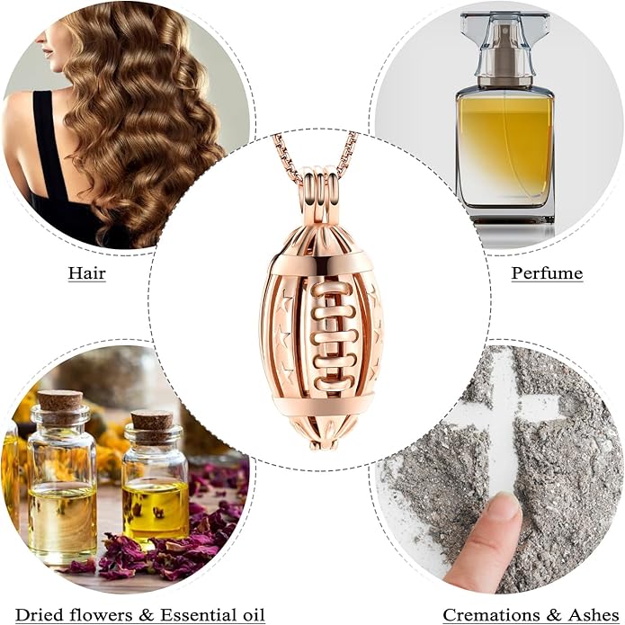 Oinsi American Football Cremation Locket Necklace For Ashes Of Loved Ones Stainless Steel Memorial Urn Jewelry Women Men Keepsake Fashion Necklace