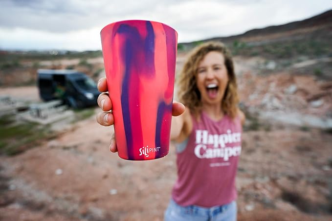 Silipint 2-Pack, Hippie Hops - Silicone Cup Drinkware, BPA-Free, Unbreakable, Microwave Safe, Shatter-Proof - for Any Drink Use, Traveling, Camping, Hiking, Hanging Out, Small or Large Parties