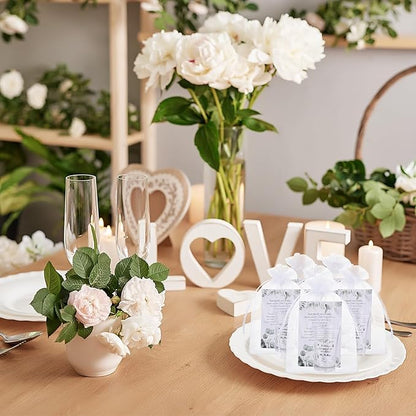 Uiifan 50 Sets Wedding Favors for Guests Wedding Shot Glasses Acrylic Clear Plastic Shot Glass with Thank You Card and Organza Bag for Newlyweds Bridal Shower Party Favors Souvenirs Gifts