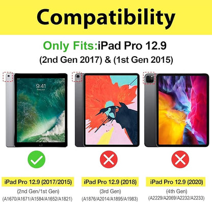 ProCase Smart Case for iPad Pro 12.9 1st and 2nd Generation (2015 and 2017 Model), Stand Cover Support Auto SleepWake -Black