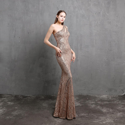 platlogy Women Sequin Long Prom Dresses One Shoulder Sparkly Mermaid Evening Dresses Formal Maxi Gown Plus Size.