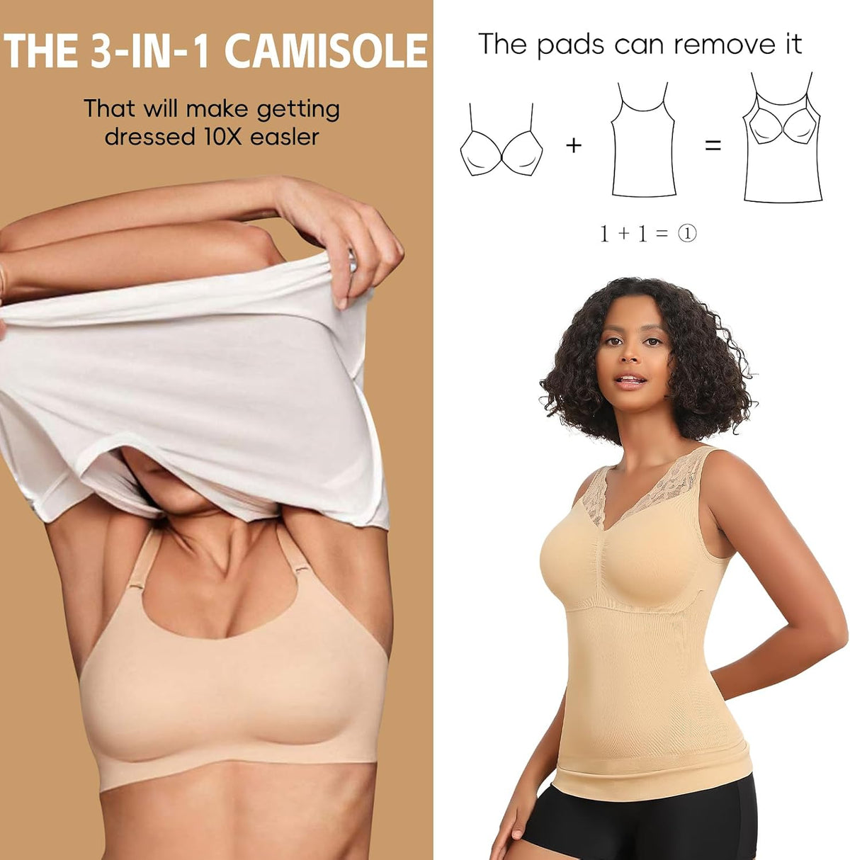 JOYSHAPER Shapewear Camisoles with Built in Bra Tummy Control Shapewear Tank Tops for Women Padded Bras Shaper Cami