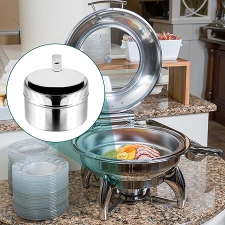 Stainless Steel Fuel Holder with Cover, Chafer Wick Fuel and Sterno Canned Heat for Buffets, Barbecue and Catering Events(1Pcs)