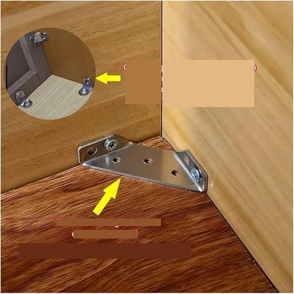 10pcs Universal Furniture Corner Connector Stainless Steel Corner Brace Without Screws Heavy Duty Angle Shelf Brackets for Wood