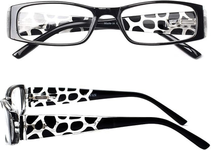 5 Pack Spring Hinge Reading Glasses Rectangular Fashion Quality Readers for Men and Women (multicolour, 2.75)