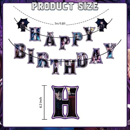111Pcs Happy Birthday Decorations Tableware Set for 20 Guests, includes Banner, Hanging Swirls, Foil Balloon, Plates, Napkins, Fork, Tablecloth, Birthday Party Supplies
