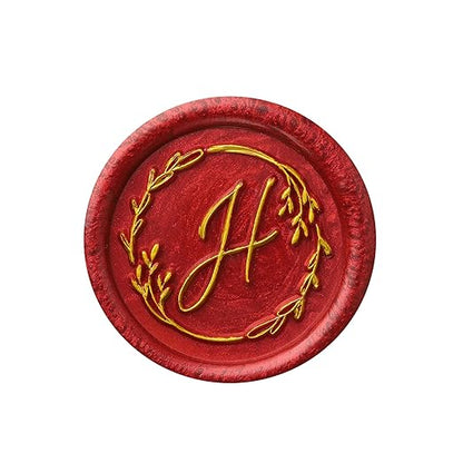 Yoption Handwritten Letter H Wax Seal Stamp, Vintage Initial Alphabet with Olive Branch Sealing Wax Stamp