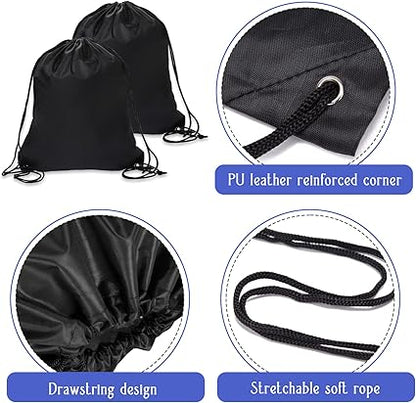 Sliverdew 2 Pcs Black Drawstring Backpack Bags Sports Cinch Sack String Bags Drawstring Gym Bag Draw String Backpack Bulk Swimming String Bags