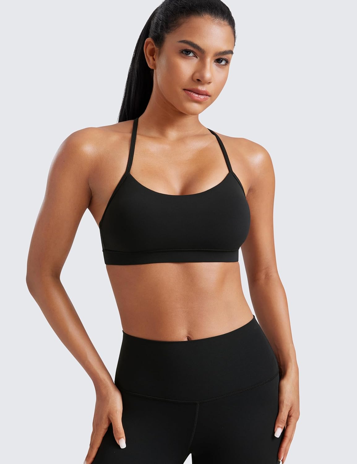 This CRZ YOGA sports bra offers soft, stretchy fabric with light support for yoga and workouts.