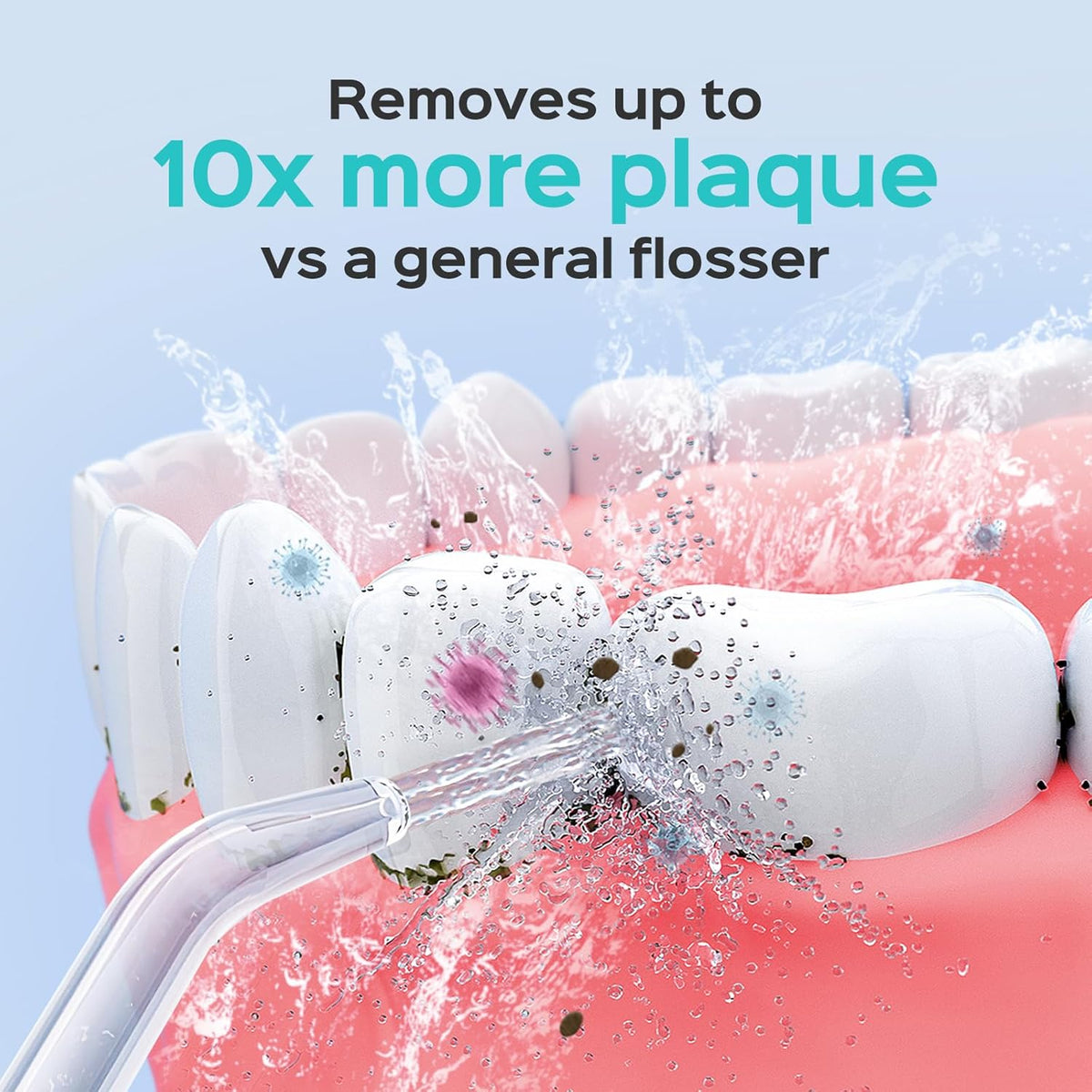 COSLUS E1 Electric Water Flosser for Teeth: Professional Dental Pick for Orthodontic, Sensitive Gums, Braces - 12 Pressure Settings & ??5 Multi-Functional Tips for Multiple Users, Home Use, White (Does Not Include The Toothbrush Attachment)