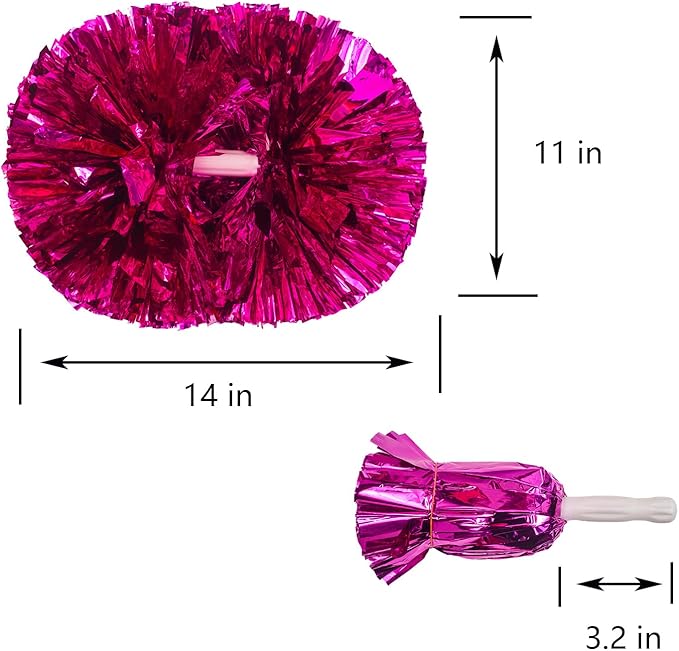 2 Pack Pom Poms Cheerleading, Cheerleading Pom Poms for Girls with Baton Handle, Cheer Pompoms for Sports Team Spirit Cheering, Pompoms Cheerleader Kids