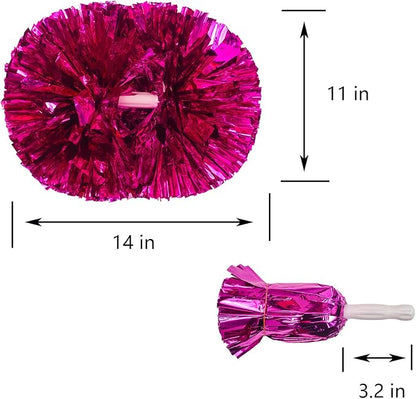 2 Pack Pom Poms Cheerleading, Cheerleading Pom Poms for Girls with Baton Handle, Cheer Pompoms for Sports Team Spirit Cheering, Pompoms Cheerleader Kids