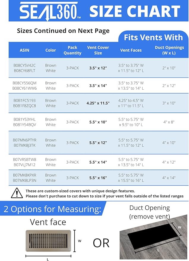 SEAL360 Magnetic Vent Covers (1-Pack), Pockets for Complete Seal, 7.5" X 16" (Brown) for Floor, Wall, or Ceiling Vents and Air Registers, for RV, Home HVAC and AC Vents, Vent Not Included