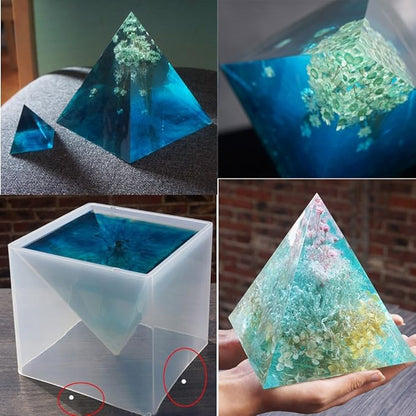 Large DIY Pyramid Resin Mold Set, Big Silicone Pyramid Molds, Jewelry Making Craft Mould Tool, 15cm5.9", 2 x Inner Silicone Molds, 1 x Outter Shell