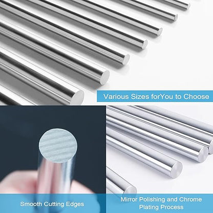 1 Pc 12'' x 24'' Chrome Plated Carbon Steel Round Rod, Chrome Coated Steel Round Bar for Shaft Gear Drill Lathes Boring Machine Turning Miniature Axle, Cylindrical Pin DIY Craft Tool