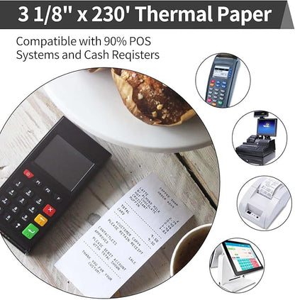 Thermal Receipt Paper Rolls, 3-18 x 230ft Thermal Paper, POS Cash Register Paper Rolls (10 Rolls)
