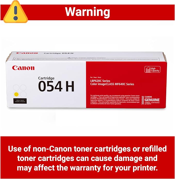 Canon Genuine 054 Yellow Toner Cartridge High Capacity Compatible with LBP622Cdw, LBP623Cdw, MF641Cdw, MF642Cdw, MF644Cdw