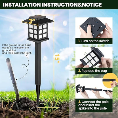 GIGALUMI Solar Outdoor Lights,10 Pack LED Solar Lights Outdoor Waterproof, Solar Walkway Lights Maintain 10 Hours of Lighting for Your Garden, Landscape, Path, Yard, Patio, Driveway