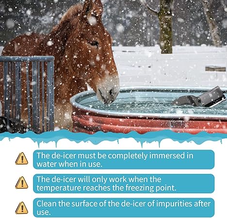 250 Watt Pond De-Icer with Thermostat, Cast Aluminum Submersible Bird Bath Heater, Heated Chicken Water, Power Cord 9.8 Ft