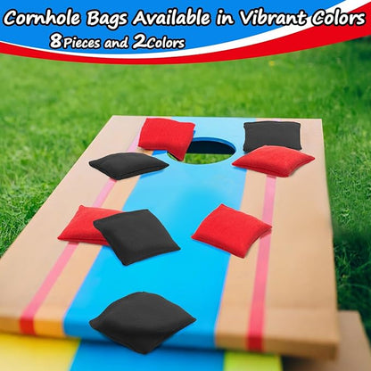 8 PCS Children Cornhole Bags - Bean Bags for Cornhole, 4 Black and 4 Red, Each Weighs 1.6 Ounces (50 Grams), for Tossing, Game, Outdoor, Wedding, Sports, Party(Black  Red)