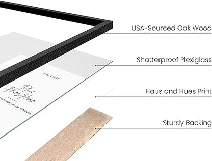 HAUS AND HUES 12"x16" Black Oak Wood Frames - Basic Black Poster Frame, 12 x 16 Poster Frame, Black Poster Frame, Frame for Poster, Frame for Wall Art, 12x16 Poster Frame, 12x16 Black Frame