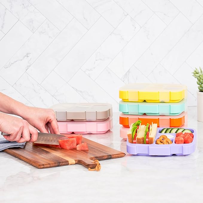 Bentgo¬Æ Kids Prints Tray with Transparent Cover - Reusable, BPA-Free, 5-Compartment Meal Prep Container with Built-In Portion Control for Healthy Meals At Home & On the Go (Friendly Skies)