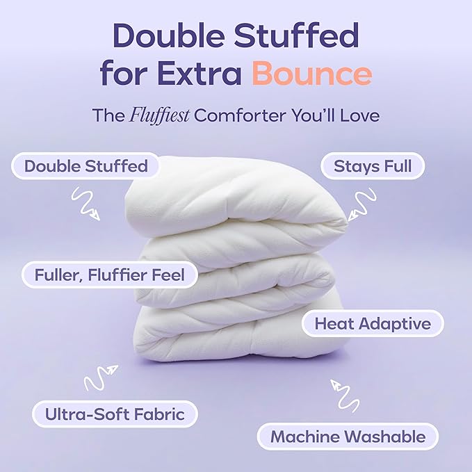 Mellow Marshmellow Comforter Twin/Twin XL - Extra Fluffy Double-Stuffed Down Alternative Duvet Insert, All-Season Temperature-Balancing, Oeko-TEX Class I Fabric, Box-Stitch, Machine Washable