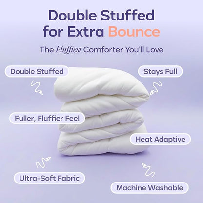 Mellow Marshmellow Comforter King/Cal King - Extra Fluffy Double-Stuffed Down Alternative Duvet Insert, All-Season Temperature-Balancing, Oeko-TEX Class I Fabric, Box-Stitch, Machine Washable