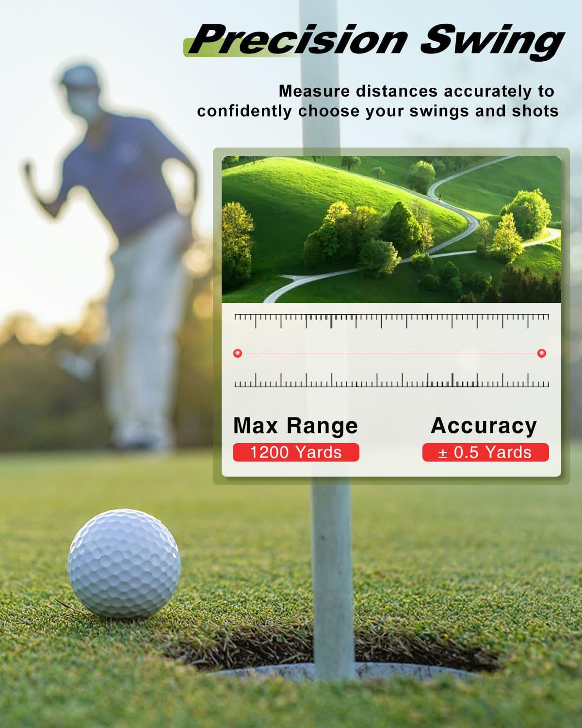 1200 Yards Range Finder Golf, 7X Magnification Golf Rangefinder with Slope, Laser Range Finder with Flag Lock, 0.5 Yard Accuracy, Ideal Golf Accessories for Golfers & Hunting