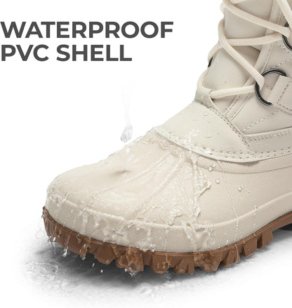 Size 6, DREAM PAIRS Womens Winter Snow Duck Boots,Waterproof Mid Calf Anti-Slip Stability Lace Up Faux Fur Lining Warm Cozy Boots Outdoor Supportive Insole .