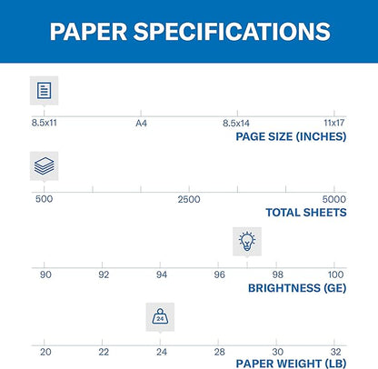 Hammermill Printer Paper, Premium Inkjet  Laser Paper 24 Lb, 8.5 x 11 - 1 Ream (500 Sheets) - 97 Bright, Made in the USA, 166140R