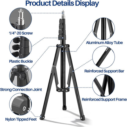 Light Stand, 72 inches led Light Stand Reverse Folding Light Tripod for Photography, Portable Light Tripod, Reflector Stand Suitable for Streaming, vlog, YouTube