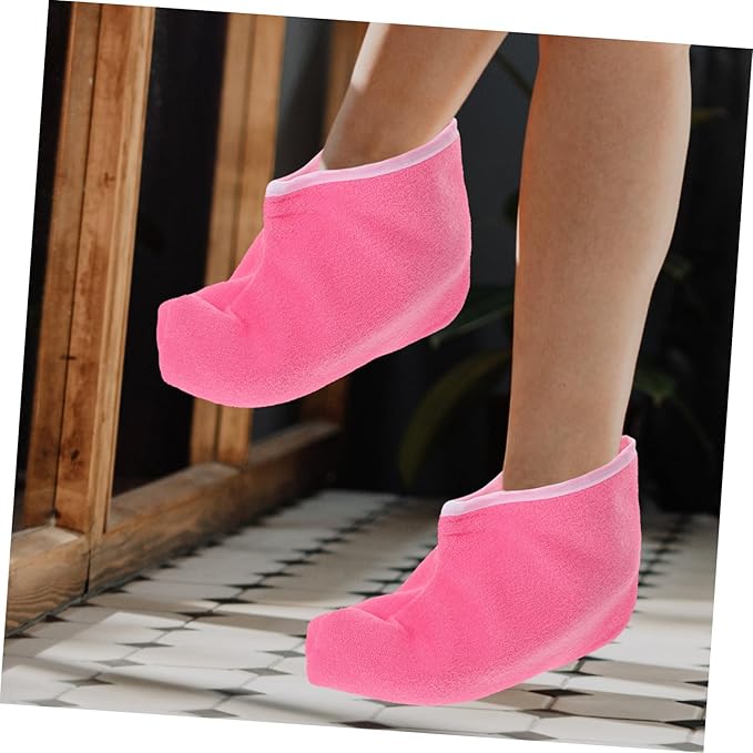 FOMIYES 1 Pair Paraffin Wax Booties Reusable Wax Warming Covers for Foot Spa Treatments Thick Moisturizing Foot Liners Bright with Trim Ideal for Hydrating and