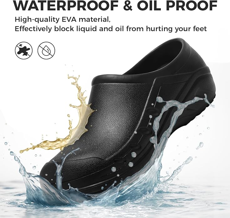 TEYTAP Chef Shoes Men Women Non Slip Work Shoes Water Proof Closed Toe Clogs for Nurse Kitchen Restaurant Food Service