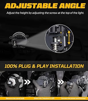 LED Fog Light Assembly 60W High Power Flood Beam Auxiliary Light Built-On Mounting Brackets for 12-22 Tacoma, 14-22 4Runner, 14-21 Tundra, 07-18 Camry 1:1 Plug-N-Play OEM Replacement Kits, Pack of 2