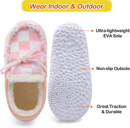 Unisex Kids Toddler Slippers Suede Moccasin Slippers for Boys Girls Baby Lined with Warm Fur