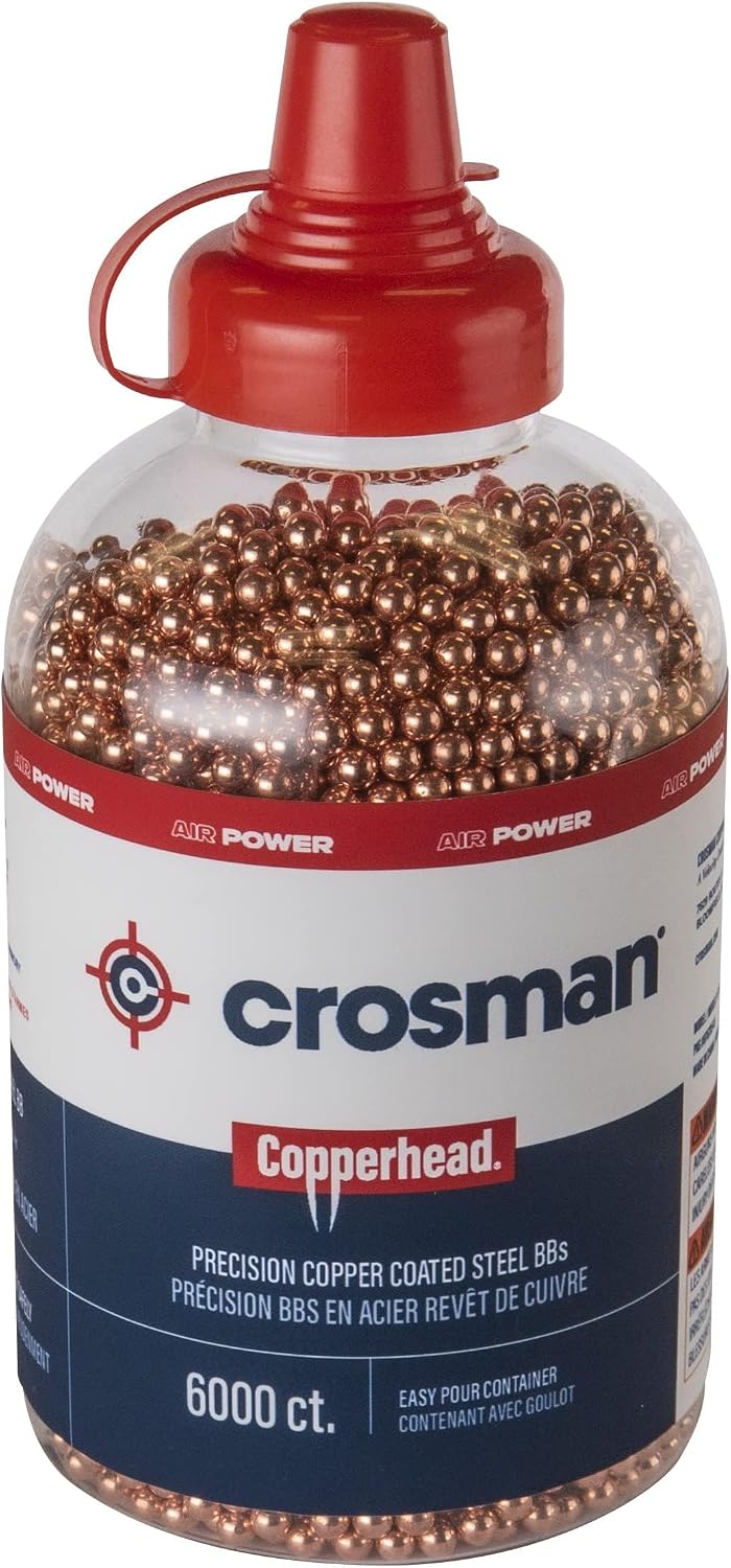 Crosman Copperhead 4.5mm Copper-Coated Steel BBS for Air Rifles and Air Pistols - EZ-Pour BCrosman Copperhead 4.5mm Copper-Coated Steel BBS for Air Rifles and Air Pistols - EZ-Pour Bottle - 6000 Count - Copperottle - 6000 Count - Copper