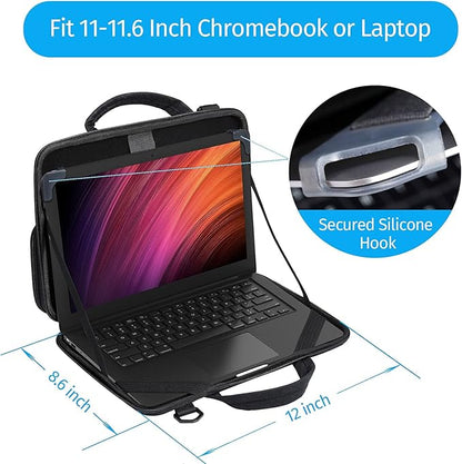 Chromebook Hard Case 11.6 Inch, Work-in Laptop Bag with Shoulder Strap (Black, 11-11.6 inch)
