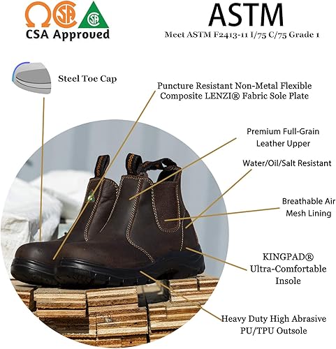 Women's ASTM CSA Steel Toe Work Boots 925, Puncture Resistant/Electric Shock Resistance/Steel Toe Composite Plate/Light Weight