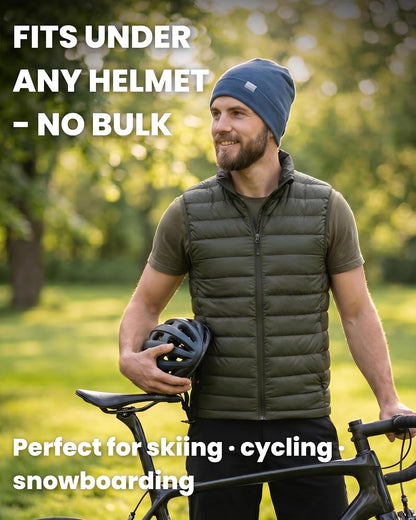 Merino Wool Beanie for Women & Men - 100% Merino Skull Cap 17.5um - All Season Unisex Adult Hat & Socks for Running, Hiking