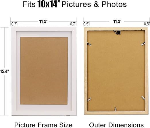 FUNTRESS Large White Picture Frame for Wall Hanging 10x14 Diploma Frame Wooden Living Room Pictures Frame with Mat (10x14 1 Pieces, White)