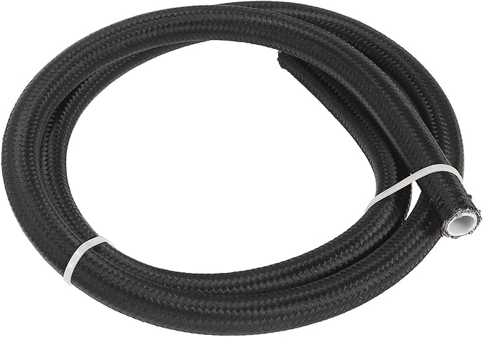 AN8 12 3ft Universal Braided PTFE Nylon Stainless Steel for E85 Car Oil Fuel Gas Line Hose Black