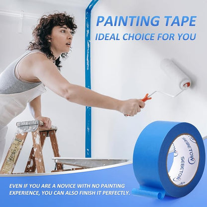5 Rolls Painters Tape 2 inch Wide Bulk Blue Masking Tape for Painting 55yds