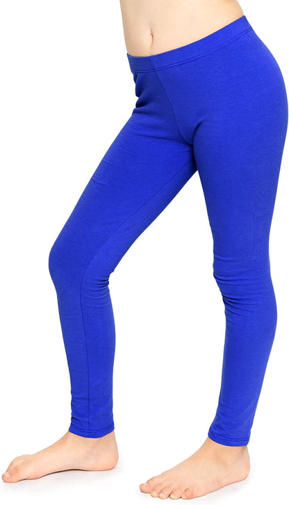 STRETCH IS COMFORT Girls Cotton Leggings, Kids Toddler Footless Pants, 2-16 | Soft durable pull-on fit, elastic waistband, school play, active days, under dresses, easy care, washable everyday layering