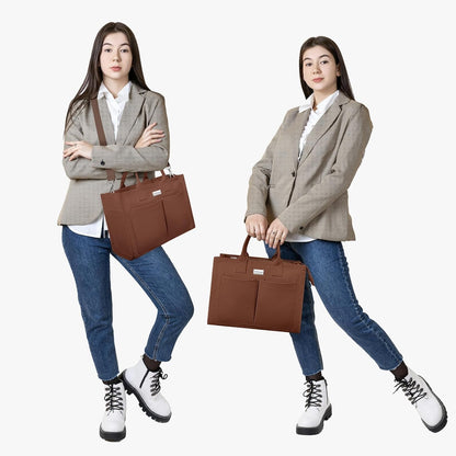 TOPDesign Heavy-Duty Canvas Tote Bag for Women, Adjustable Crossbody/Shoulder Handbag with 9 Pockets, Everything Tote