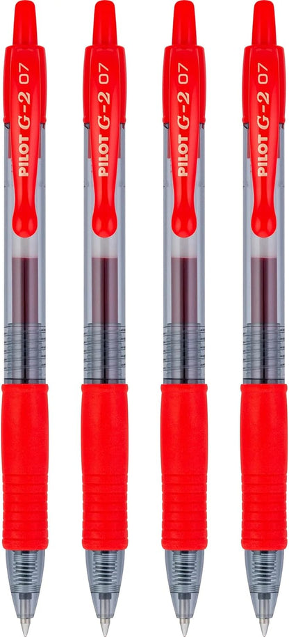 Pilot, G2 Premium Gel Roller Pens, Fine Point 0.7 mm, Red, Pack of 4 Amazon's Choice