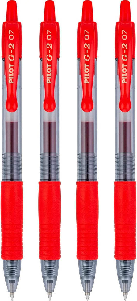 Pilot, G2 Premium Gel Roller Pens, Fine Point 0.7 mm, Red, Pack of 4 Amazon's Choice
